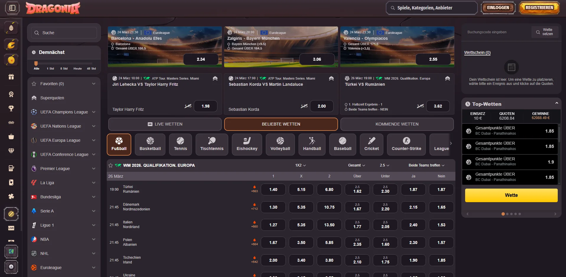 Dragonia Casino Sportwetten (neu)