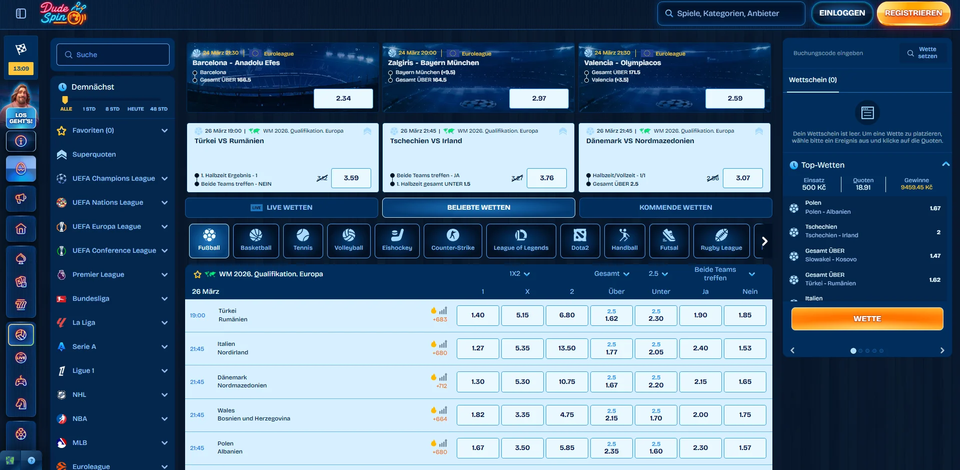 DudeSpin Casino Sportwetten (neu)