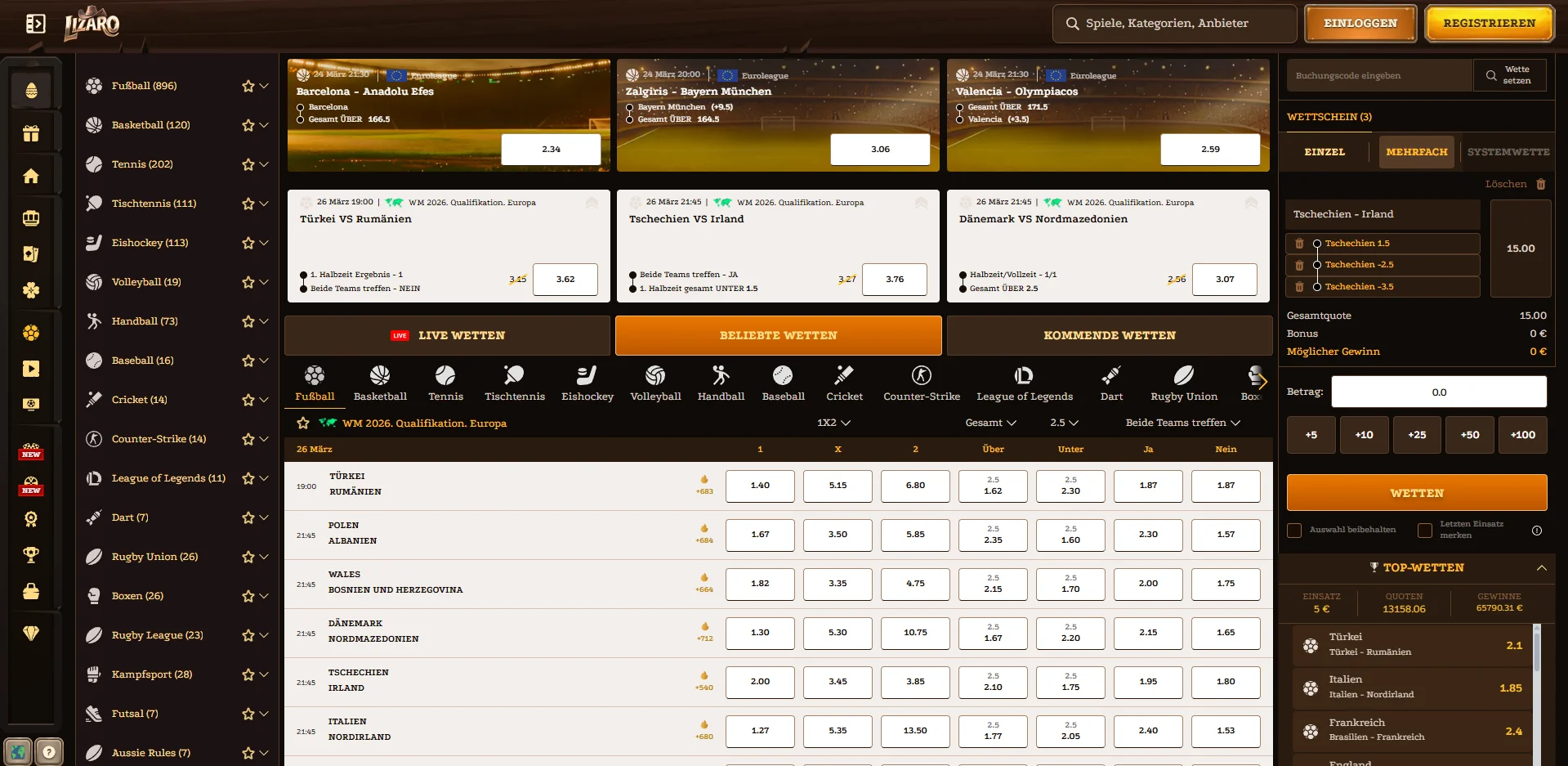 Lizaro Casino Sportwetten (neu)