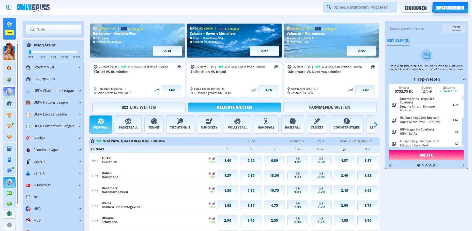 OnlySpins Casino Sportwetten