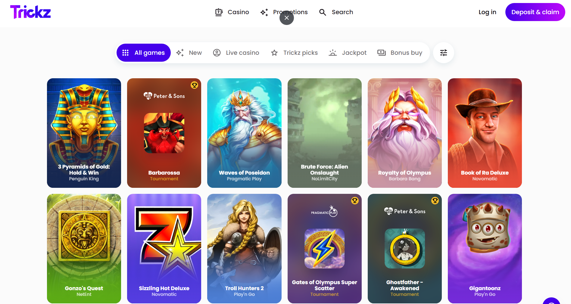trickz casino games